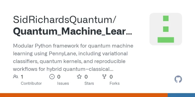 Open-source Python toolkit for quantum machine learning (variational classifiers, quantum kernels, reproducible workflows)